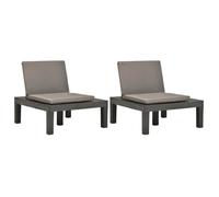Chaises De Salon De Jardin Et Coussins 2pc Plastique Anthracite