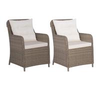 vidaXL Chaises d'extérieur avec coussins 2 pcs Résine tressée Marron
