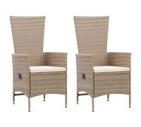 2x Chaise Inclinable de Jardin et Coussins Résine Tressée Extérieur vidaXL