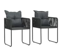 vidaXL 2x Chaise de Jardin Résine Tressée Noir Balcon Terrasse Patio Fauteuil Noir
