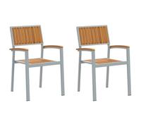 Chaises D'extérieur Vidaxl 2 Pcs Empilables En Bois Acacia Et Métal Gris