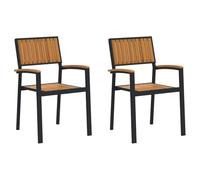 vidaXL Chaises d'extérieur 2 pcs en Bois Massif d'acacia et métal empilables Noires