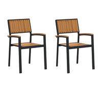 vidaXL Chaises d'extérieur 2 pcs en Bois Massif d'acacia et métal empilables Noires