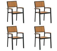 Chaises D'extérieur Vidaxl 4 Pcs Empilables En Bois D'acacia Noir Et Métal