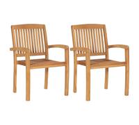 vidaXL Chaises empilables à dîner de jardin 2 pcs Bois de teck solide