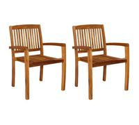 vidaXL Chaises empilables à manger de jardin lot de 2 Bois teck solide 49387