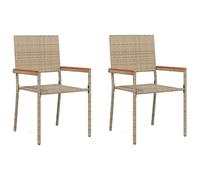 vidaXL – Chaises de jardin empilables 42006827 – 2 pièces Beige en poly rattan avec coussins