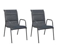 Vidaxl Chaises Empilables De Jardin 2 Pcs Acier Et Textilène Noir