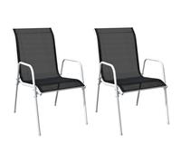 Vidaxl Chaises Empilables De Jardin 2 Pcs Acier Et Textilène Noir Noir