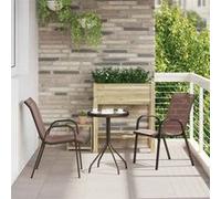 vidaXL Chaises de jardin empilables 2 pcs Marron Tissu textilène 318779