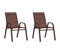 vidaXL Chaises empilables de jardin 2 pcs Marron Tissu textilène 318779 Marron G