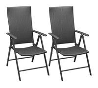 Chaises Empilables De Jardin 2 Pcs Résine Tressée Noir Noir