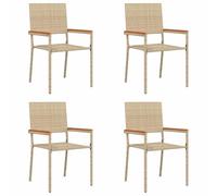 vidaXL Chaises empilables de Jardin 4 pcs Crème et Marron, Fauteuil de Jardin, léger, Chaise rectangulaire, Salon Moderne pour l'extérieur, résine tressée, Protection UV, Assise Confortable
