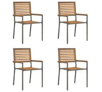 vidaXL Chaises empilables de Jardin 4 pcs Marron et Gris, Chaise empilable Moderne pour Jardin, terrasse, résistante aux UV, Gain de Place et Confortable.