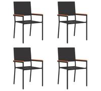 vidaXL Chaises empilables de Jardin 4 pcs Noir et Marron, Chaise empilable Moderne pour Jardin, terrasse, résistante aux UV, Gain de Place et Confortable.