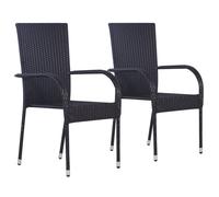 Chaises empilables d extérieur lot de 2 Résine tressée Noir