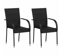 vidaXL Chaises empilables d'extérieur 2 pcs Résine tressée Noir