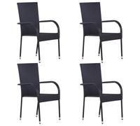 Vidaxl Chaises Empilables D'extérieur 4 Pcs Résine Tressée Noir