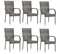 vidaXL Chaises empilables d'extérieur 6 pcs Gris Résine tressée