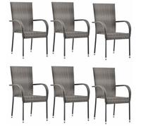 vidaXL Chaises empilables d'extérieur 6 pcs Gris Résine tressée