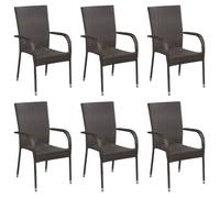 vidaXL Chaises empilables d'extérieur 6 pcs Résine tressée Marron