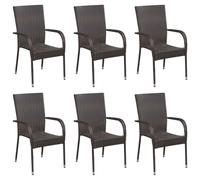 Vidaxl Chaises Empilables D'extérieur 6 Pcs Résine Tressée Marron Marron