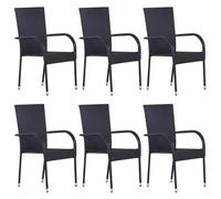 vidaXL Chaises empilables d'extérieur 6 pcs Résine tressée Noir