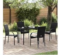 vidaXL Chaises empilables d'extérieur lot de 4 Résine tressée Noir 310084
