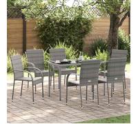 vidaXL Chaises empilables d'extérieur 6 pièces Résine tressée Gris