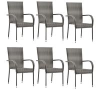 Vidaxl Chaises Empilables D'extérieur Lot De 6 Gris Résine Tressée Gris
