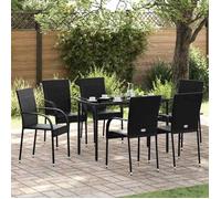vidaXL Chaises empilables d'extérieur lot de 6 Résine tressée Noir 310087