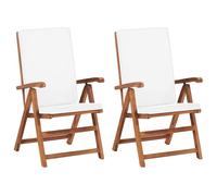 Vidaxl Chaises Inclinables 2 Pcs Avec Coussins Teck Solide Crème