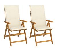 Vidaxl Chaises Inclinables De Jardin 2 Pcs Avec Coussins Bois D'acacia