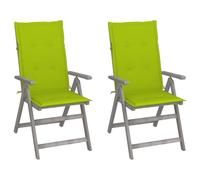 Chaises inclinables de jardin lot de 2 et coussins Bois acacia