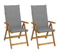 vidaXL Chaises inclinables de jardin en acacia avec coussins Lot de 2