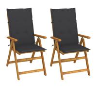 Vidaxl Chaises Inclinables De Jardin 2 Pcs Avec Coussins Bois D'acacia