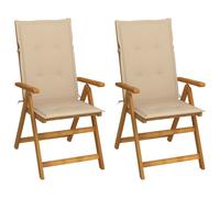 Vidaxl Chaises Inclinables De Jardin 2 Pcs Avec Coussins Bois D'acacia