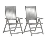 Chaises inclinables de jardin lot de 2 Gris Bois solide acacia