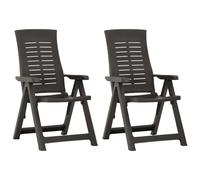vidaXL Chaises inclinables de jardin 2 pcs Plastique Anthracite
