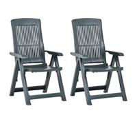 vidaXL Chaises inclinables de jardin 2 pcs Plastique Vert