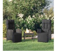 Vidaxl Salon De Jardin 3 Pcs Avec Coussins Noir Résine Tressée