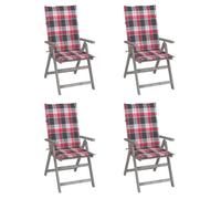 vidaXL Chaises inclinables de jardin – Lot de 4 avec coussins, bois d'acacia