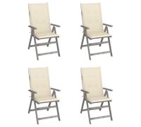 Vidaxl Chaises Inclinables De Jardin 4 Pcs Avec Coussins Bois D'acacia