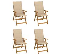 Vidaxl Chaises Inclinables De Jardin 4 Pcs Avec Coussins Bois D'acacia
