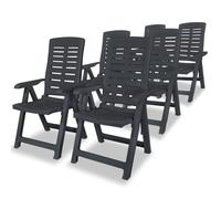 vidaXL Chaises inclinables de jardin 6 pcs Plastique Anthracite