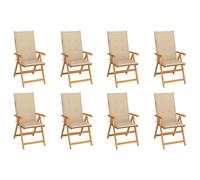 Vidaxl Chaises Inclinables De Jardin Avec Coussins 8 Pcs Teck Solide