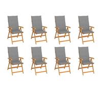 Vidaxl Chaises Inclinables De Jardin Avec Coussins 8 Pcs Teck Solide