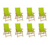 Vidaxl Chaises Inclinables De Jardin Et Coussins Lot De 8 Teck Solide