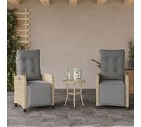 vidaXL Chaises inclinables de jardin – Résine tressée avec repose-pied et coussins – Lot de 2