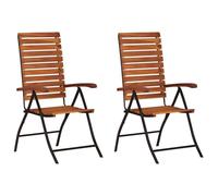 Lot de 2 Chaises Inclinables de Jardin Sièges Bois Solide d'Acacia vidaXL